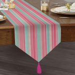 - UcgenRunner-5384-Gorsel1 - Realhomes Pembe Mavi Düz Çizgiler Özel Tasarım Püsküllü Şönil Üçgen Runner Realhomes