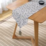 Gri Kot Zeminde Kurumuş Dal Desenli Özel Tasarım Püsküllü Şönil Üçgen Runner Realhomes