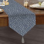 Lacivert Kot Zemin Üzerinde Yıldız Motifli Püsküllü Şönil Üçgen Runner Realhomes