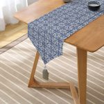 Lacivert Kot Zemin Üzerinde Yön Baskılı Püsküllü Şönil Üçgen Runner Realhomes