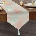 - UcgenRunner-5417-Gorsel1 - Realhomes  Gökyüzü Temalı Gümüş Ve Pembe Yapraklı Dijital Baskılı Püsküllü Şönil Üçgen Runner Realhomes