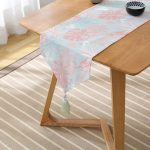 - UcgenRunner-5417-Gorsel2 - Realhomes  Gökyüzü Temalı Gümüş Ve Pembe Yapraklı Dijital Baskılı Püsküllü Şönil Üçgen Runner Realhomes