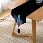 - UcgenRunner-5519-Gorsel2 - Realhomes  Siyah Zeminli Tropik Yapraklı Özel Tasarım Moderen Püsküllü Şönil Üçgen Runner Realhomes