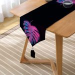 Siyah Zeminli Tropik Yapraklı Modern Püsküllü Şönil Üçgen Runner Realhomes