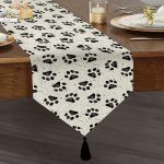 Köpek Ayak İzi Desenli Özel Tasarım Modern Püsküllü Şönil Üçgen Runner Realhomes