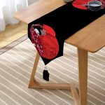 Kırmızı Yelpazeli Şaman Japan Kadın Dijital Baskılı Püsküllü Şönil Üçgen Runner Realhomes