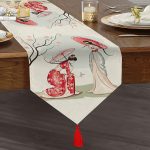 - UcgenRunner-5844-Gorsel1 - Realhomes Dal Detaylı Şemsiyeli Japon Kızlar Modern Püsküllü Şönil Üçgen Runner Realhomes