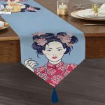 Inci Kolyeli Japon Kadın Dijital Baskılı Modern Püsküllü Şönil Üçgen Runner Realhomes