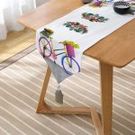 Realhomes Modern Bisiklet Desenli Dijital Baskılı Dekoratif Püsküllü Şönil Üçgen Runner Realhomes