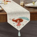 RealHomes Dijital Baskılı Özel Tasarım Püsküllü Şönil Üçgen Runner Realhomes