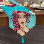 Pop Art Desen Dijital Baskılı Dekoratif Püsküllü Şönil Üçgen Runner Realhomes