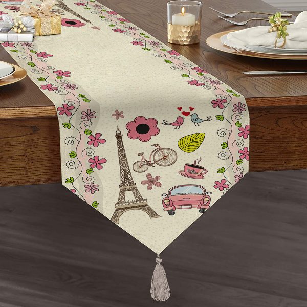 - UcgenRunner-78-Gorsel1 - Realhomes  Home Sweet Home Dijital Baskılı Püsküllü Şönil Üçgen Runner Realhomes