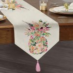 - UcgenRunner-836-Gorsel1 - Realhomes Çiçek Penceresi Desen Dijital Baskılı Püsküllü Şönil Üçgen Runner Realhomes