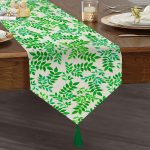 Yaprak Temalı Dijital Baskılı Püsküllü Şönil Üçgen Runner Realhomes