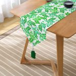 Yaprak Temalı Dijital Baskılı Püsküllü Şönil Üçgen Runner Realhomes