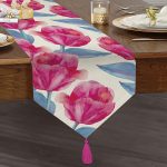 - UcgenRunner-860-Gorsel1 - Realhomes Modern Çiçek Desenli Dijital Baskılı Püsküllü Şönil Üçgen Runner Realhomes