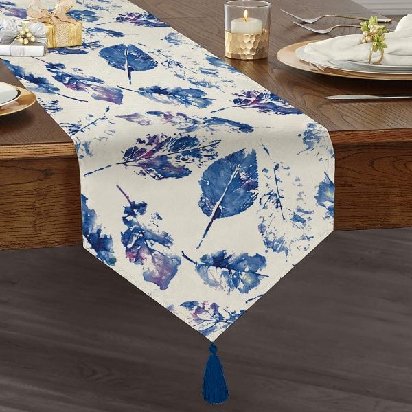 Realhomes Özel Tasarım Dijital Baskılı Püsküllü Şönil Üçgen Runner Realhomes