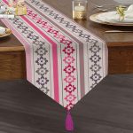 Realhomes Özel Tasarım Dijital Baskılı Püsküllü Şönil Üçgen Runner Realhomes