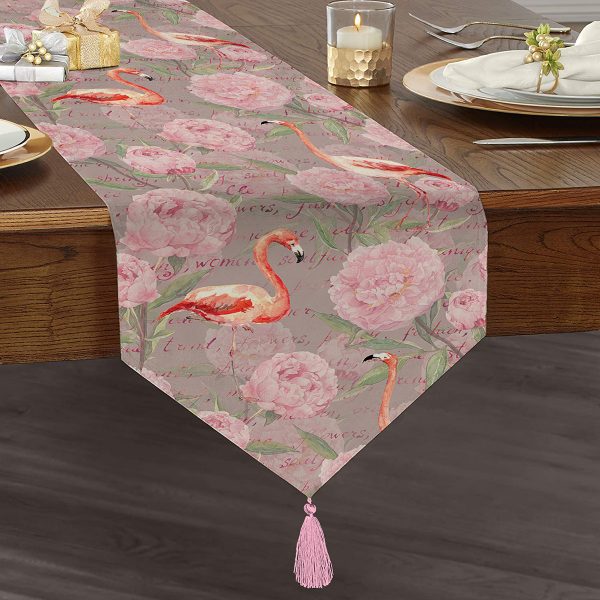 RealHomes Dijital Baskılı Özel Tasarım Püsküllü Şönil Üçgen Runner Realhomes