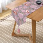 Flamingo Desenli Dijital Baskılı Püsküllü Şönil Üçgen Runner Realhomes