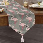 Flamingo Desenli Dijital Baskılı Püsküllü Şönil Üçgen Runner Realhomes