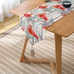 Flamingo Desenli Dijital Baskılı Püsküllü Şönil Üçgen Runner Realhomes