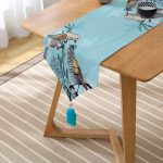 - UcgenRunner-95-Gorsel2 - Realhomes Mavi Kuş Desenli Dijital Baskılı Dekoratif Püsküllü Şönil Üçgen Runner Realhomes