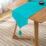 - UcgenRunner-957-Gorsel2 - Realhomes Realhomes Turkuaz Renkli Dijital Baskılı Dekoratif Özel Tasarım Püsküllü Şönil Üçgen Runner Realhomes