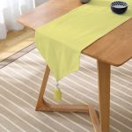 - UcgenRunner-961-Gorsel2 - Realhomes Realhomes Sarı Renkli Dijital Baskılı Dekoratif Püsküllü Şönil Üçgen Runner Realhomes