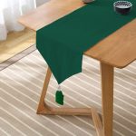 - UcgenRunner-koyuyesil-Gorsel2 - Realhomes  Koyu Yeşil Düz Renk Tasarımlı Püsküllü Şönil Üçgen Runner Realhomes