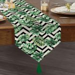 - UcgenRunner-real14-Gorsel1 - Realhomes RealHomes Dijital Baskılı Yaprak Desenli Püsküllü Şönil Üçgen Runner Realhomes