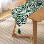 - UcgenRunner-real14-Gorsel2 - Realhomes RealHomes Dijital Baskılı Yaprak Desenli Püsküllü Şönil Üçgen Runner Realhomes