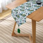 RealHomes Dijital Baskılı Palmiye Desen Püsküllü Şönil Üçgen Runner Realhomes