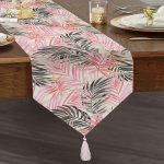 - UcgenRunner-real20-Gorsel1 - Realhomes  RealHomes Dijital Baskılı Pembe Yaprak Püsküllü Şönil Üçgen Runner Realhomes