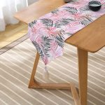 - UcgenRunner-real20-Gorsel2 - Realhomes  RealHomes Dijital Baskılı Pembe Yaprak Püsküllü Şönil Üçgen Runner Realhomes