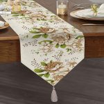 RealHomes Özel Tasarım Dijital Baskılı Dekoratif Püsküllü Şönil Üçgen Runner Realhomes