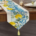 RealHomes Özel Tasarım Dijital Baskılı Dekoratif Püsküllü Şönil Üçgen Runner Realhomes