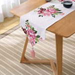 RealHomes Özel Tasarım Dijital Baskılı Dekoratif Püsküllü Şönil Üçgen Runner Realhomes