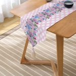 RealHomes Çiçek Desenli Dijital Baskılı Özel Tasarım Püsküllü Şönil Üçgen Runner Realhomes