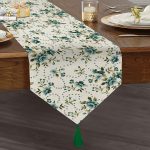 RealHomes Özel Tasarım Dijital Baskılı Dekoratif Püsküllü Şönil Üçgen Runner Realhomes