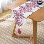 RealHomes Özel Tasarım Dijital Baskılı Dekoratif Püsküllü Şönil Üçgen Runner Realhomes