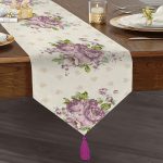 RealHomes Özel Tasarım Dijital Baskılı Dekoratif Püsküllü Şönil Üçgen Runner Realhomes