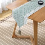 RealHomes Özel Tasarım Dijital Baskılı Dekoratif Püsküllü Şönil Üçgen Runner Realhomes