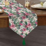 RealHomes Kaktüs Desenli Dijital Baskılı Özel Tasarım Püsküllü Şönil Üçgen Runner Realhomes