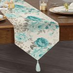 RealHomes Özel Tasarım Dijital Baskılı Dekoratif Püsküllü Şönil Üçgen Runner Realhomes