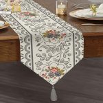 RealHomes Özel Tasarım Dijital Baskılı Dekoratif Püsküllü Şönil Üçgen Runner Realhomes