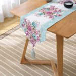 RealHomes Özel Tasarım Dijital Baskılı Dekoratif Püsküllü Şönil Üçgen Runner Realhomes