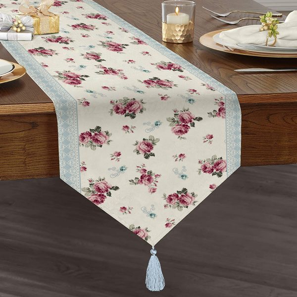 - UcgenRunner-real331-Gorsel1 - Realhomes  RealHomes Özel Tasarım Dijital Baskılı Dekoratif Püsküllü Şönil Üçgen Runner Realhomes