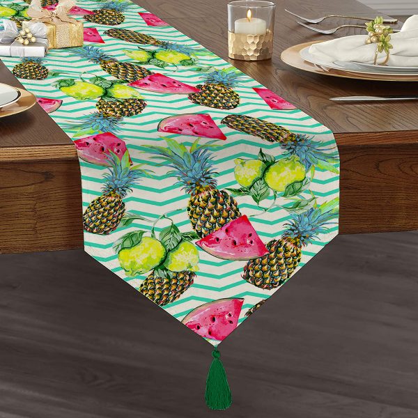 - UcgenRunner-real6-Gorsel1 - Realhomes  Sarı Zigzaglı Gri Flamingolu Özel Tasarım Modern Püsküllü Şönil Üçgen Runner Realhomes