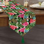 RealHomes Dijital Baskılı Özel Tasarım Püsküllü Şönil Üçgen Runner Realhomes